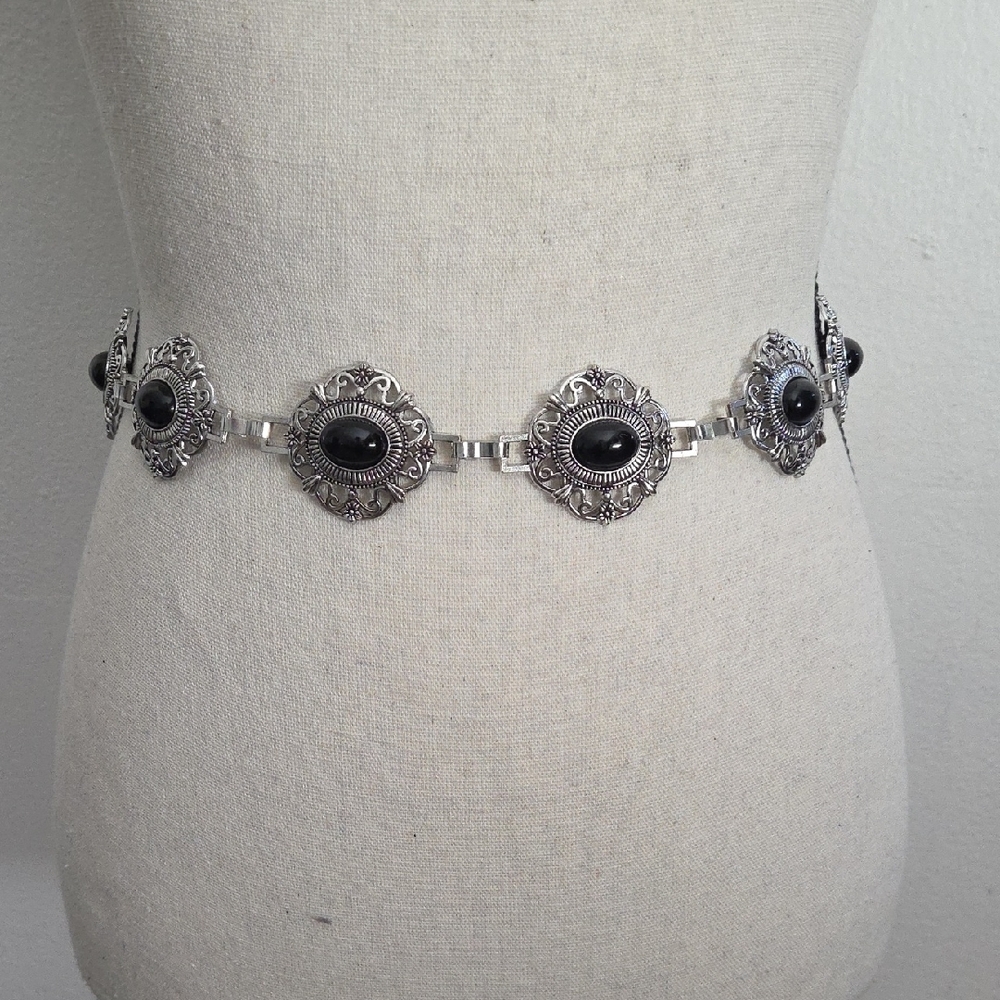 Silver and Black Decorative Belt